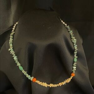 Elegant Green and Orange Beaded Necklace